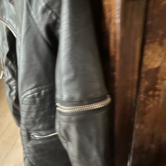 Black faux, leather jacket, size medium - Picture 4 of 5